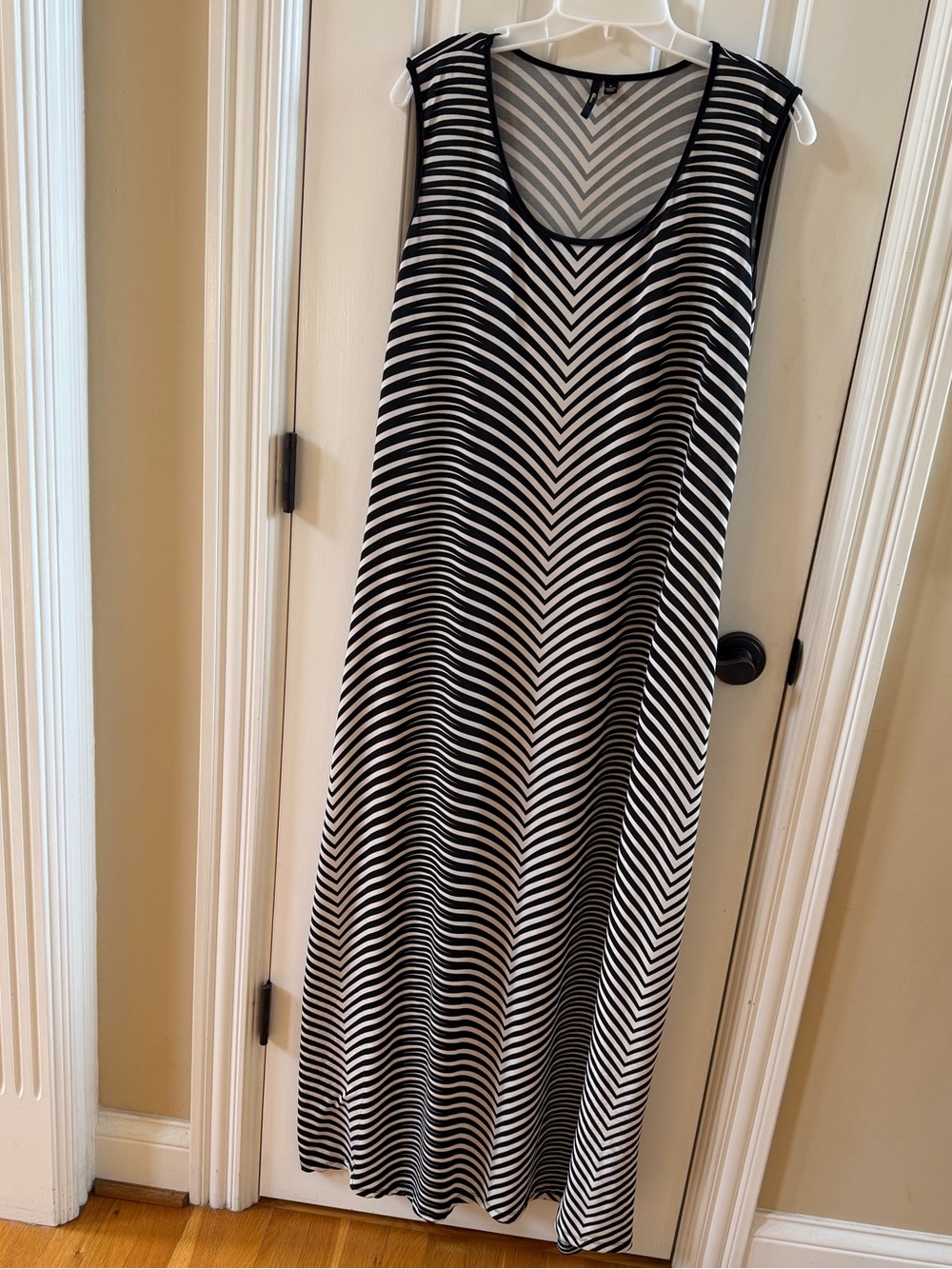 Black and White Striped Sleeveless Maxi Dress, Size XL
